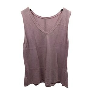 Eileen Fisher Women's Lavender Open Knit V-neck Casual Sleeveless Career Sweater